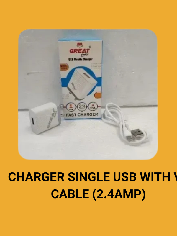 CC Flex For Samsung M31 (38) CHARGER SINGLE USB WITH V8 CABLE (2.4AMP) - Image 1