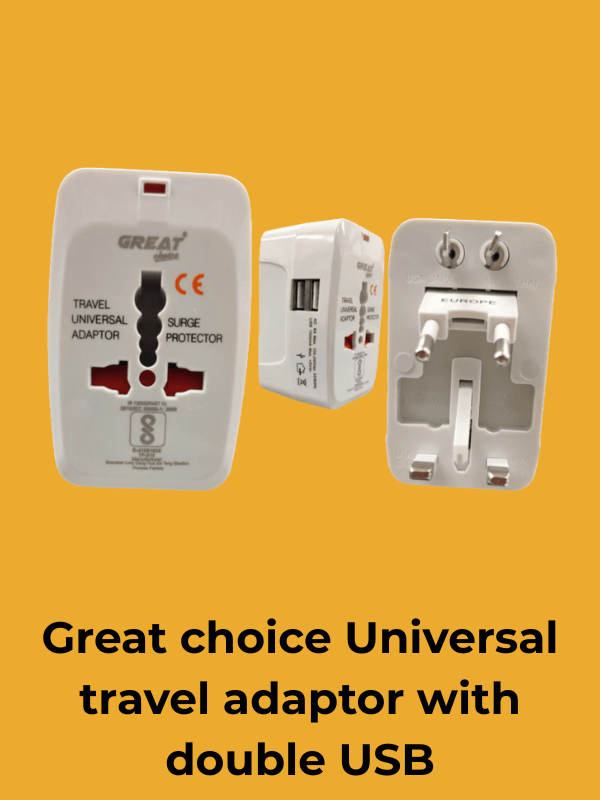 Great choice Universal travel adaptor with double USB